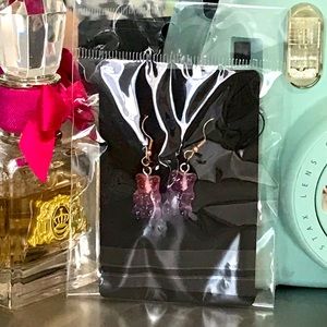 Pink and purple gummy bear earrings